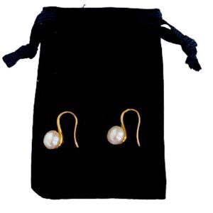Genuine Freshwater Cultured Pearl Bridal 18k Gold Vermeil Fishhook Earrings NEW